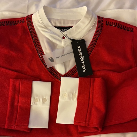 Karl Lagerfeld twofer top Medium Red & black worn once - Picture 4 of 9